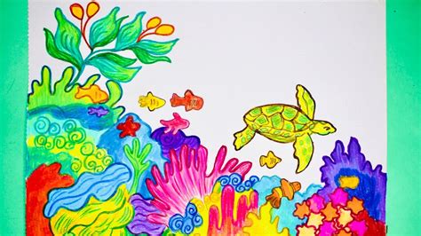 how to draw underwater animals|Learn to draw an Easy Underwater Scene .